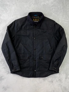 Chaqueta de cera Barbour Reelin para hombre talla XL azul marino cuello tweed abrigo lunar - Imagen 1 de 11