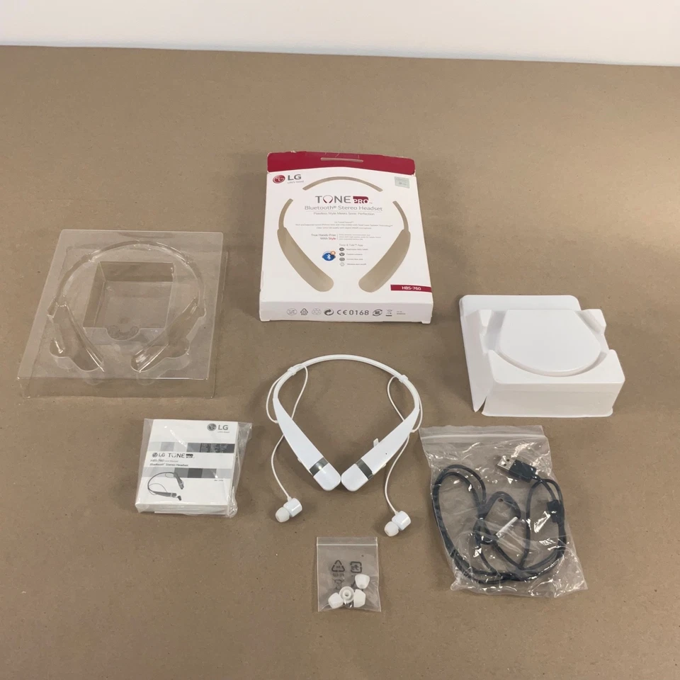 LG Tone Pro HBS-760 Premium Bluetooth Wireless Stereo Headset White - Image 1 of 4