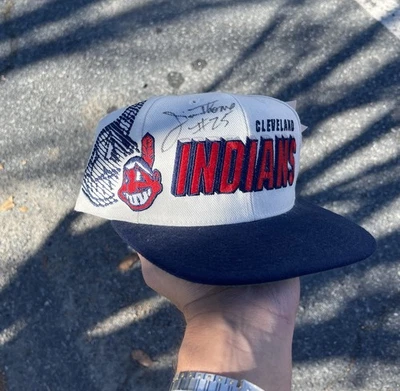 Sport Specialties 90s Snapback Cap MLB Indiana Cleveland Indians NWT Signed Hat - Image 1 of 4