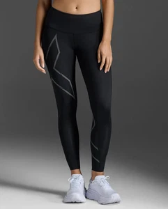 2XU Mid-Rise MCS Compression Tights - Wide Waistband - Black - Womens S - Picture 1 of 9