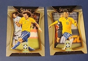 LOT OF (2) DAVID LUIS & NEYMAR JR 2015/16 PANINI SELECT #21& 22 BRASIL YELLOW - Bild 1 von 6