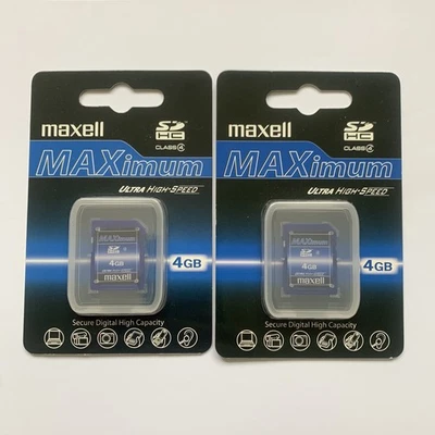 2x Maxell 4GB SD HC Memory Card Secure Digital Mobile Phones Cameras Camcorders - Image 1 of 4