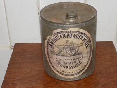 Etiqueta de papel vacía de colección American Powder Mills Boston Gunpowder Foto 1 de 4