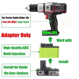 Adapter for Ryobi 18V Battery to Power for Porter Cable 18V (Not 20V) Ni-CD Tool - Picture 1 of 3