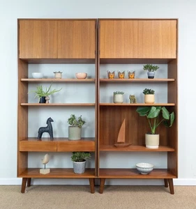 Paar Vintage Mid Century Teak Retro G-Plan Bücherregal Wandregale Wandschränke - Bild 1 von 13