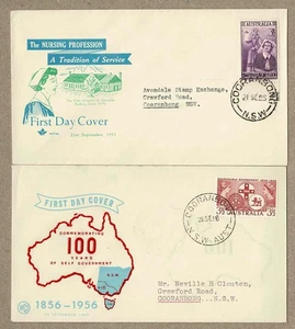 Australia 1955 1956 WCS Royal Nursing Govt FDC Cover 2xDIFF COORANBONG Postmarks - Picture 1 of 2