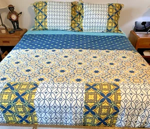 3 Pc Queen Comforter Set "Sanctuary" Bedspread & 2 Shams PCT 92X88" Farmhouse - Picture 1 of 9