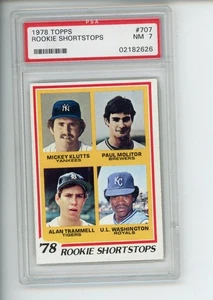1978 Topps Klutts Molitor Trammell Washington #707 Rookie Shortstops PSA 7 NM - Picture 1 of 2