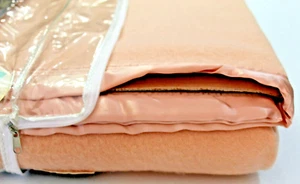 Pure New Merino Wool Waverley Baby Pink Single Bed Blanket 182x228cm Rug Vtg NOS - Picture 1 of 24