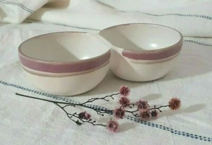 Retro Pottery Double Tapas Dip & Chip Bowl Trinket Dish Pink Minimalist - Picture 1 of 7