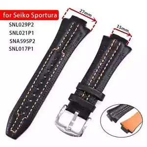 Correa de reloj de cuero de 27 mm para pulsera Seiko Sportura SNL029P2 021P1 017P1 - Imagen 1 de 6