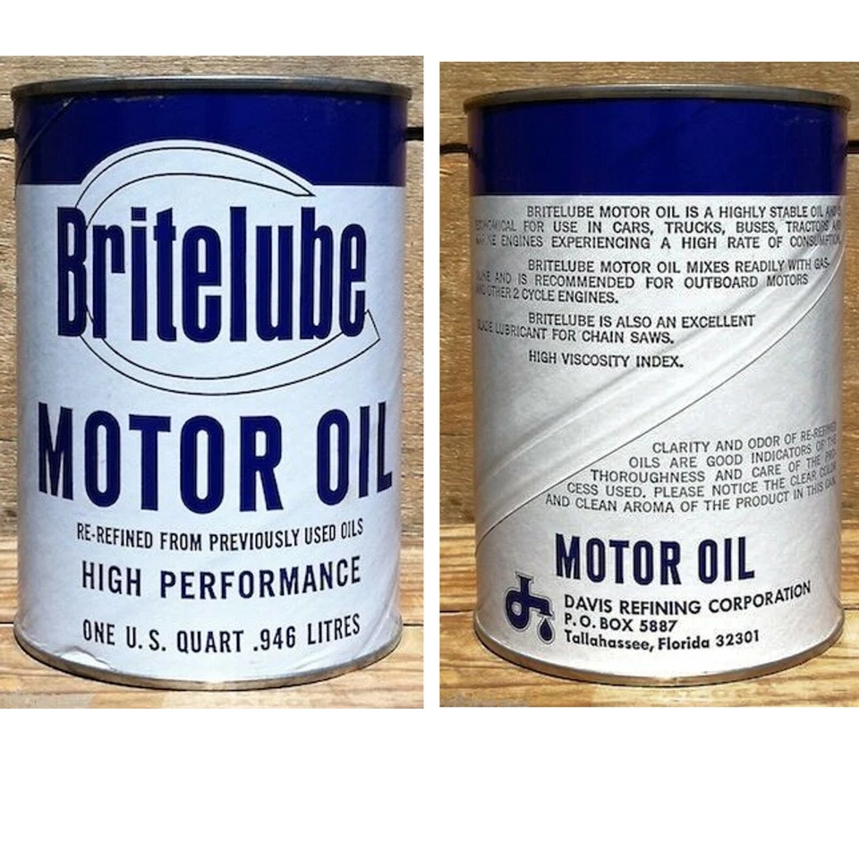 NUEVO BRITELUBE MOTOR OIL Moneda Lata Banco Azul Blanco Retro Años 60 Coche Automóvil Foto 1 de 1