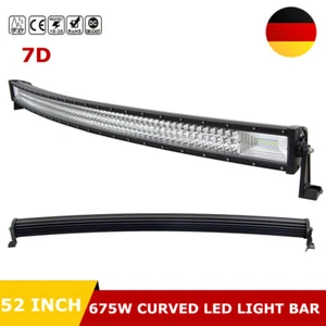 52" Curved LED Light Bar 675W 7D Tri Row Driving Offroad Lamp SUV AVT Car DE - Imagen 1 de 11