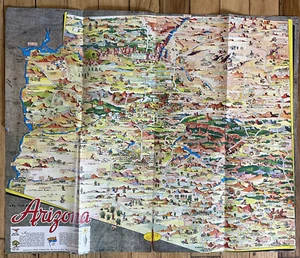Vintage Pic Tour Map of Arizona Your Souvenir Pic-Tour  Arizona Art - Picture 1 of 19