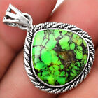 Natural Green Matrix Turquoise 925 Sterling Silver Pendant Jewelry P-1074