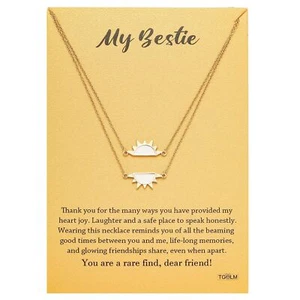 14k Gold Plated Sun Moon Friend Necklace for Women BFF Necklaces for 2, My Be... - Picture 1 of 4
