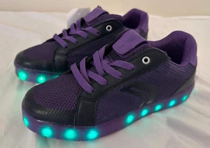 Geox Respira LED Light Up Junior Childrens Trainers Black and Purple - Size 2.5 - Picture 1 of 6
