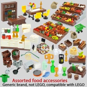 City Food Market Kitchen Building Blocks Plate Cup Bottle Table Oven for Lego - Picture 1 of 51