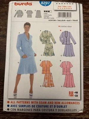 Burda 8207 UNCUT Sewing Pattern, Misses' Suit, Size 10-22 - Image 1 of 2