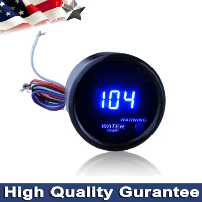 Medidor de Temperatura del Agua 2" 52mm Azul Digital LED Temperatura Coche Medidor Automático Cara Negra Foto 1 de 4