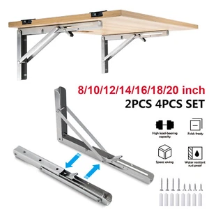 Folding Shelf Brackets Stainless Steel Fold Down Table Brackets 2-10Pcs 8-20Inch - Picture 1 of 22