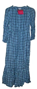 Ingrid & Isabel House Maternity Dress 3/4 Sleeve Modern S Blue Plaid Button B70) - Picture 1 of 5