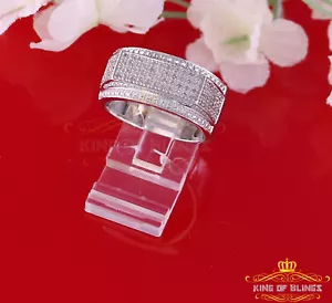 0,33 CT echter Diamant Herren 925 Sterlingsilber weißes Band Stil Ring Größe 10,5 - Bild 1 von 11