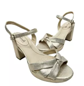 Life Stride Sandals Size 6 Metallic Gold Lucy Knot Open Toe Block Heel - Picture 1 of 9