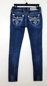 Rock Revival Andrea Easy Straight Stretch Jean - Buckle Distressed Sz 24 - Picture 1 of 11