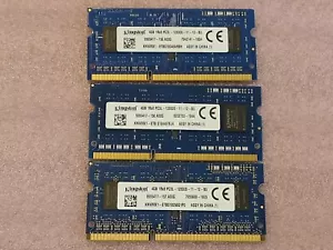 Kingston 8GB (3x4GB) PC3L-12800S DDR3 SO-DIMM Laptop Memory RAM KNWMX1-ETBS - Picture 1 of 5