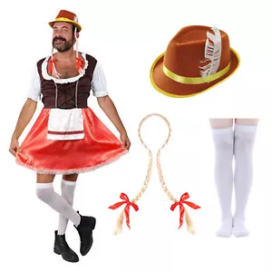 MENS BAVARIAN DRESS COSTUME FUNNY OKTOBERFEST LEDERHOSEN FANCY DRESS STAG NIGHT - Picture 1 of 7