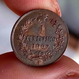 VITTORIO EMANUELE II 1 CENTESIMO 1867 TORINO R2 ALTA CONSERVAZIONE - Picture 1 of 4