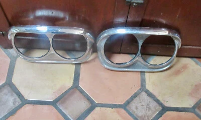 1958 Pontiac OEM PAIR Bonneville Star Chief, Chieftain Headlight Door Bezels NOS - Image 1 of 4