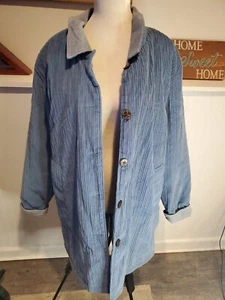 Vintage Denim Co Jacket XL Chore Barn Coat Corduroy Collar Lined 90s - Picture 1 of 8