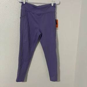 Freely Girls' Ribbed Paisley Purple Leggings XL NWT (also fit women XS) Pockets - Picture 1 of 13