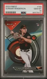 2023 Topps Finest 100 Gunnar Henderson RC Rookie PSA 10 gemme nuovo di zecca - Foto 1 di 2