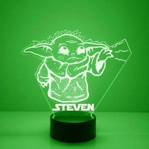 Baby Yoda Personalized FREE Star Wars LED Night Light Lamp + Remote - Picture 1 of 8