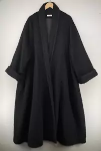 ANVERS Coat Womens XL Alpaca Kimono Shawl Collar Bathrobe Long Black - Picture 1 of 15