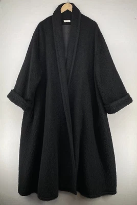 ANVERS Coat Womens XL Alpaca Kimono Shawl Collar Bathrobe Long Black - Image 1 of 4