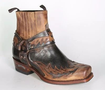 13887 Sendra Bikerboots BLUES Flota Tang Borr. Marron Braun Rahmengenähte Schuhe