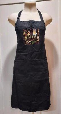 Delantal Ajustable Negro Bordado "Cerveza" Lager Ale Pilsner Stout Taza IPA Foto 1 de 4