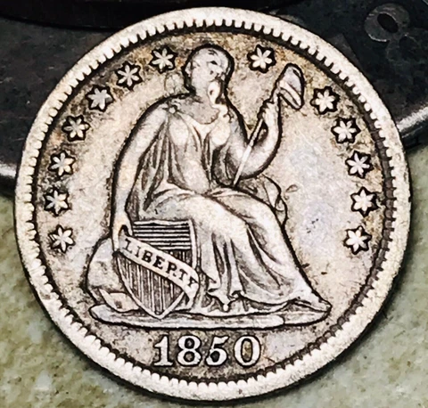 1850 Seated Liberty Half Dime 5C Ungraded Choice 90% Silver US Coin CC18448 Cover