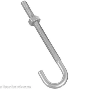 (50) - Stahl verzinkt 1/4 Zoll Durchmesser x 4 Zoll lange J-Bolze mit Mutter N232892 - Bild 1 von 1