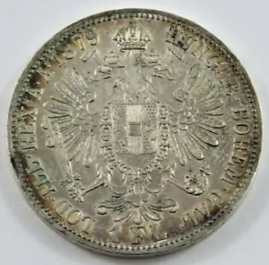 AUSTRIA 1879 SILVER FLORIN CH-AU CONDITION .3571 OZ FRANZ JOSEPH I  .900 SILVER - Picture 1 of 4