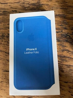 Genuine Apple Leather Folio Wallet Case Cover for iPhone X - Blue - MRGGE2ZM/A - image 1 of 2