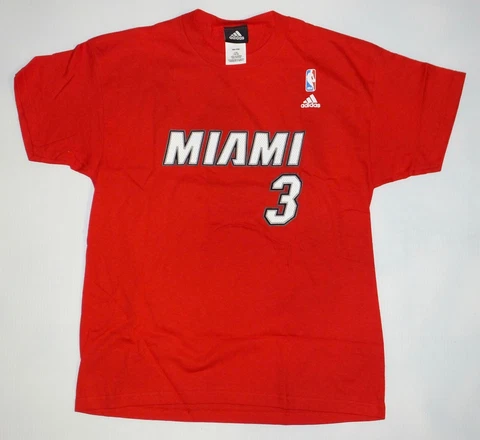 NBA Miami Heat #3 Dwyane Wade YOUTH size Red Color adidas T-shirt Cover