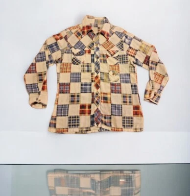 Vtg 1960s-70s Kennington LTD California Mens Shirt Krazy Patchwork Hippie Disco - Image 1 of 4