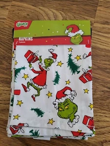 Dr. Seuss THE GRINCH Set of 4 Cloth Dinner Napkins 100% Cotton Christmas 18"x18" - Picture 1 of 4