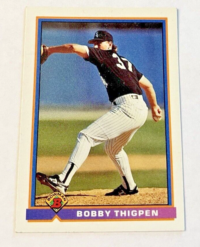 1991 Topps Bowman MLB Baseball Trading Card #342 Bobby Thigpen Chicago White Sox - Image 1 of 4