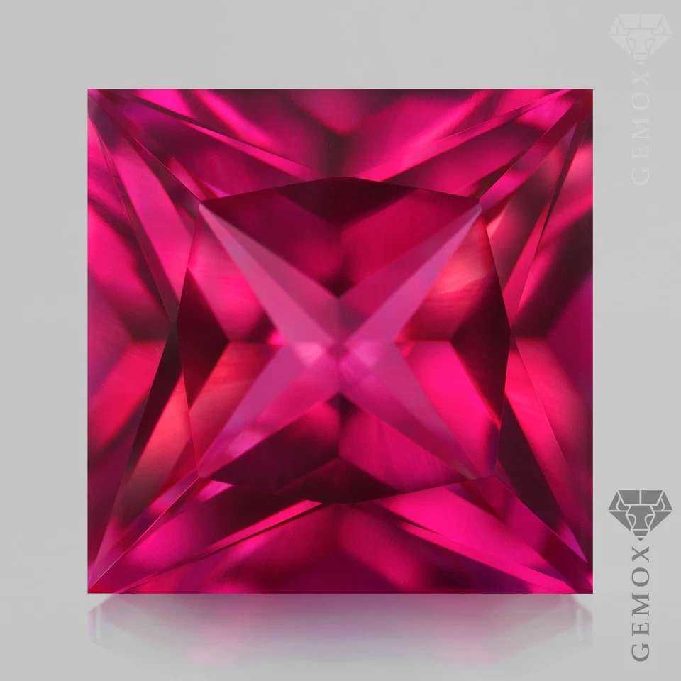 Pinkish Ruby Square Princess Cut Genuine Lab-Grown Loose Gemstone Pink Stone EU. - Image 1 of 4
